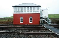 Looking across the running lines and loops to Greenloaning signal box in October 2005, viewed from the northwest.<br><br>[Ewan Crawford 30/10/2005]
