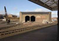 The old goods yard and shed at Arbroath on 27 February. Strangely free of weeds given the years of disuse.<br><br>[Bill Roberton 27/02/2008]