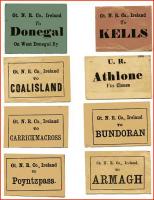 Old Irish railway luggage labels.<br><br>[Sam Kydd Collection (Courtesy John McIntyre) //]