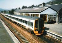 Kingussie station in May 1998 with 158 712 forming a service to Inverness. The near platform is seldom used.<br><br>[David Panton /05/1998]