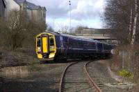 An Edinburgh bound 158 passes Inverkeithing South Junction on 4 March. Seen from the public foot crossing on the Rosyth/North Queensferry pier branch.<br><br>[Bill Roberton 04/03/2008]