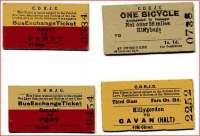 Various tickets issued on behalf of the County Donegal Railways Joint Committee.<br><br>[Sam Kydd Collection (Courtesy John McIntyre) //]