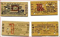 Old railway tickets issued by NIR, LMSRNCC and UTA. <br><br>[Sam Kydd Collection (Courtesy John McIntyre) //]
