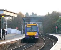 Forlorn appeal from a disappointed late passenger as a First ScotRail Turbostar leaves Inverkeithing for the south.<br><br>[Brian Forbes //2007]