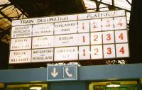 Scene at Limerick in July 1993. When is the next train and does it leave in 1 minute or 3 hours?<br><br>[David Panton /07/1993]