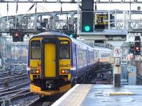 156467 passing the signal at Platform 11 as it departs Glasgow Central for Paisley Canal on 13th March<br><br>[Graham Morgan 13/03/2008]