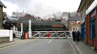 60009 <I>Union of South Africa</I> on the level crossing leaving Grosmont southbound on 3 April 2008. <br><br>[John Furnevel 03/04/2008]