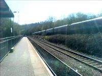 Coal train takes the link to the Taff Vale Extension at Ystrad Mynach. After several years of disuse the line reopened to Cwm Bargoed for coal loading fairly recently.<br><br>[Neville Davies 12/04/2008]