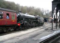 B1 61264 running tender first with a train from Pickering on 3 April passing the coaling plant at Grosmont shed and about to enter the tunnel.<br><br>[John Furnevel 03/04/2008]