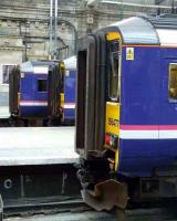 Class 156s, from right to left 477, 453 & 458, line up at Glasgow Central on 29th March<br><br>[Graham Morgan 29/03/2008]