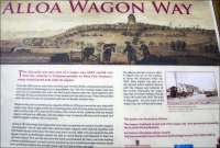 Part of the information board standing on the old wagonway route alongside the Station Hotel outlining the story of the Alloa Wagonway. March 2008.<br><br>[John Furnevel 27/03/2008]