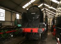 The SR <I>Schools</I> class locomotives were the most powerful 4-4-0s ever built. Preserved example 30926 <I>Repton</I>, is receiving attention at Grosmont shed on 3 April 2008.<br><br>[John Furnevel 03/04/2008]