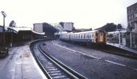 Limited stop service for Southampton and London Waterloo about to leave Bournemouth in 1991.<br><br>[Ian Dinmore //1991]