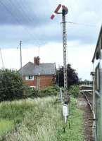 An operational Great Northern summersault signal, seen near Havenhouse station on the Skegness branch in 1979.<br><br>[Ian Dinmore 12/06/1979]