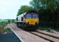 A light 66084 heads west at Blackgrange. This slotted in between the passenger trains on the first public day of service.<br><br>[Ewan Crawford 19/05/2008]