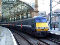 DVT 82205 leading the NXEC 0750 Glasgow Central - London Kings Cross service, about to commence its journey on 9th May 2008.<br><br>[Graham Morgan 09/05/2008]
