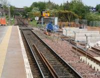 View east towards Gretna Junction from Gretna Green station on 21 May 2008. A section of  the new down line can be seen on the right and work is currently underway on construction of the second plaftorm.<br><br>[John Furnevel 21/05/2008]