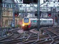 221134 of Cross Country passing Bridge Street on the approach to Glasgow Central on 3rd April<br><br>[Graham Morgan 03/04/2008]