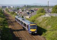 170 453 climbs away from Cowdenbeath with the 16.40 Fife inner circle service on 31 May 2008.<br><br>[Bill Roberton 31/05/2008]