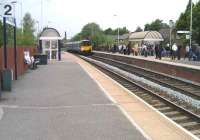 A Clitheroe - Manchester Victoria train runs into Darwen station on 17 May 2008.<br><br>[John McIntyre 17/05/2008]