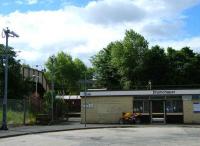 Sunshine on Drumchapel. The station forecourt, photographed on 8 June 2008.<br><br>[Veronica Inglis 08/06/2008]