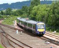 The 1118 service from Glasgow Queen Street takes the Alloa line at Stirling North on 12 June.<br><br>[John Furnevel 12/06/2008]