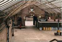 Part of the main concourse of the 1882 NER station at Tynemouth, seen here in May 1981.  The station has since been beautifully restored and now hosts weekend indoor markets, a very nice Italian restaurant and of course the Tyne & Wear Metro! [see image 30376]<br><br>[Colin Alexander 16/05/1981]