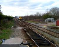 View west from the platform at Bamber Bridge station towards the former Bamber Bridge Junction on 18 March 2008 as 158 758 approaches on a Blackpool North - York service. The junction once provided a direct route to the East Lancs side of Preston station. <br><br>[John McIntyre 18/03/2008]