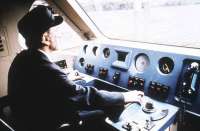 Cab of APT-E during testing in July 1990.<br><br>[Ian Dinmore 12/07/1990]