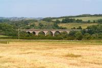 The approach to Roxburgh from the south on 1 July 2008. The impressive viaduct over the River Teviot once carried the route to Kelso and on towards the ECML. Just over 40 years earlier it had featured prominently in <I>The Great Escape (Kelso version)</I> [see image 17963]. <br><br>[John Furnevel 01/07/2008]