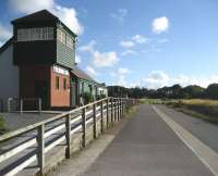 The former Fremington station, now Fremington Quay Heritage Centre and cafe. Opened on 1 September 2001 this view looking west along the trackbed towards Instow was taken on 3 July 2008.<br><br>[John McIntyre 03/07/2008]
