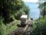 Spectacular view from a car descending to Oddicombe Beach from Babbacombe, on the outskirts of Torquay, as its sister climbs to the cliff top. Although slightly Victorian looking the cars have new bodies dating from 2006 as part of a recent full refurbishment of the line. <br><br>[Mark Bartlett 19/06/2008]