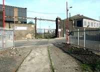 Entrance to Leith Docks across Albert Road from Leith South yard, April 2004.<br><br>[John Furnevel 25/04/2004]