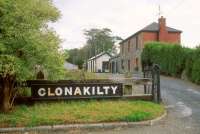 Entrance to the former Clonakilty station, County Cork, seen here in 1991, some 30 years after closure. <br><br>[Bill Roberton //1991]