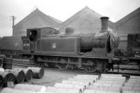 One of the attractive Holmes class J83 0-6-0Ts no 68481, photographed at Haymarket shed on 26 April 1959. This locomotive regularly worked as a station pilot at Waverley, during which time it became the subject of a well known photograph by the late Eric Treacy.<br><br>[Robin Barbour Collection (Courtesy Bruce McCartney) 26/04/1959]