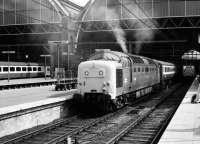 Deltic 55003 <I>Meld</I> getting into the mood at Kings Cross on 26 June 1978. <br><br>[Peter Todd 26/06/1978]