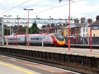 Pendolino set 390003 approaching platform 1 at Stafford on 16 August 2008.<br><br>[Don Smith 16/08/2008]