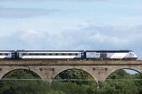 Silver NXEC HST set crossing Markinch Viaduct with 1S12 on 23 August 2008.<br><br>[Brian Forbes 23/08/2008]