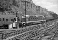 D9015 <i>Tulyar</i> stands at the east end of Waverley in August 1963 with a train for Kings Cross.<br><br>[Colin Miller 02/08/1963]