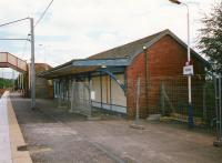 The old CR station building on the northbound platform at Wishaw cordoned off in August 1997 pending demolition. The structure was finally demolished in 2000.<br><br>[David Panton /08/1997]