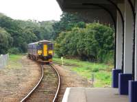Two FGW <I>Bubble Cars</I> led by 153373 approach the Falmouth Docks passenger terminus on a service from Truro. On the right the link to the disused goods branch into the dockyard can be seen.<br><br>[Mark Bartlett 16/09/2008]