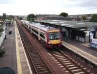 Having reversed at the crossover south of Cowdenbeath station on 20 September, 170 476 runs back into the platform with its lights the wrong way round. <br><br>[David Panton 20/09/2008]