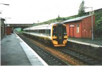 The pre-interchange era Markinch station in July 1998 with 158 723 on a service to Waverley.<br><br>[David Panton 11/07/1998]