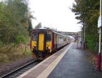 A Glasgow Central - East Kilbride train formed by 156 504 seen at Thorntonhall on 13 October 2007. <br><br>[David Panton 13/10/2007]