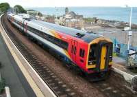 A Waverley bound service, headed by SWT liveried 158 786 calls at Kinghorn on 25 May 2007.<br><br>[David Panton 25/05/2007]
