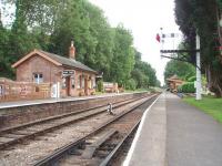 Picture postcard perfect describes the restored Crowcombe Heathfield station on the West Somerset railway. This view from the barrow crossing looking towards Bishops Lydeard.<br><br>[Mark Bartlett 14/09/2008]