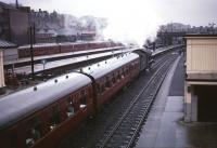Ex-LNER Class J38 0-6-0 65914 about to leave Stirling with the next leg of <I>The Scottish Rambler no 5 railtour</I> bound for Menstrie on 11 April 1966.<br><br>[Robin Barbour Collection (Courtesy Bruce McCartney) 11/04/1966]