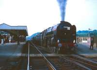 The <i>Midland Line Centenary Special</i> railtour stands at Chesterfield on 9 June 1968 behind Britannia Pacific 70013 <I>Oliver Cromwell</I>. The train was on its way from Manchester Victoria to Nottingham Midland where the Britannia would hand over to D138 for the return to London.<br><br>[Robin Barbour Collection (Courtesy Bruce McCartney) 09/06/1968]
