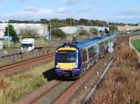 170 428 heads south past the site of Elliot Junction station on 16 October 2008 with an Aberdeen - Glasgow Queen Street service.<br><br>[Sandy Steele 16/10/2008]
