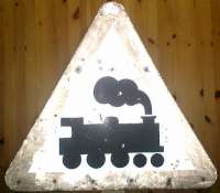 Level crossing sign on removed line at Ardrossan from the days of steam.<br><br>[Alistair MacKenzie 17/10/2008]